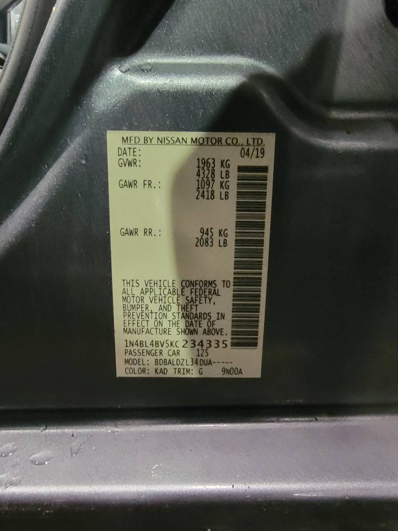 2019 NISSAN ALTIMA — 118732 Miles — Lot 2343 — Main - Marhaba Auctions Used Cars - Image 9