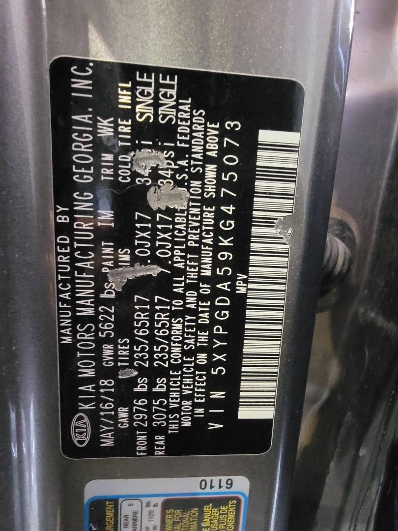 2019 KIA SORENTO — 82693 Miles — Lot 44012284 — Main - Marhaba Auctions Used Cars - Image 8