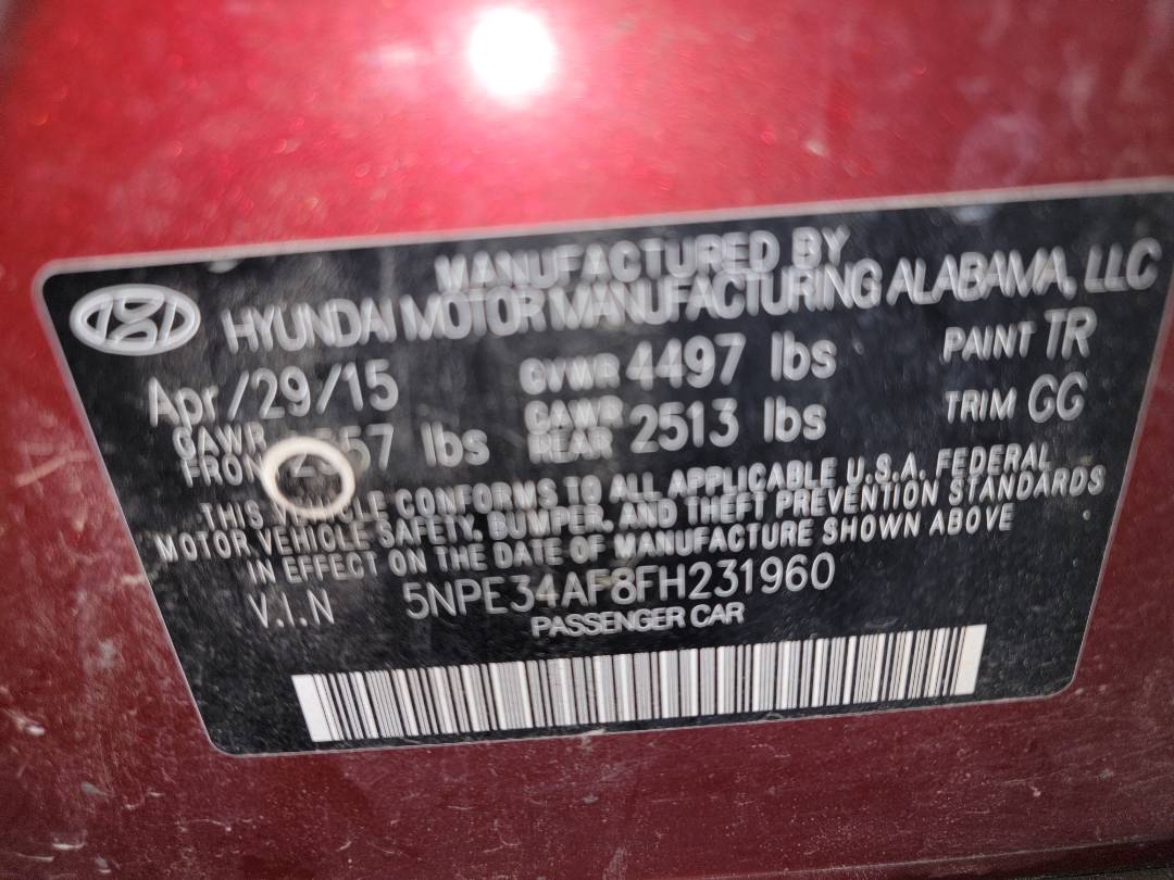 2015 HYUNDAI SONATA — 133588 Miles — Lot 231960 - Marhaba Auctions Used Cars - Image 8