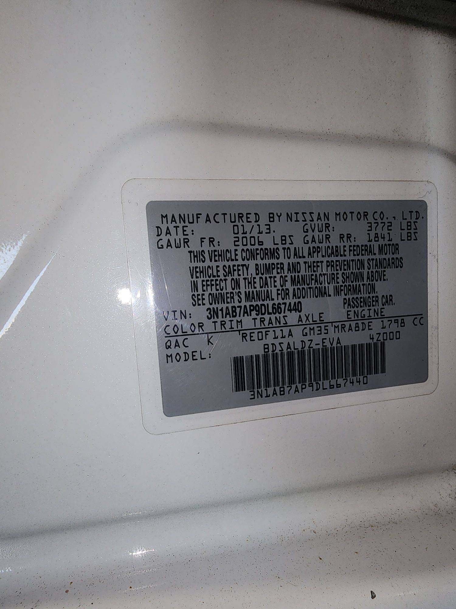 2013 NISSAN SENTRA — 116841 Miles — Lot 67440 — Al Quoz - Marhaba Auctions Used Cars - Image 11