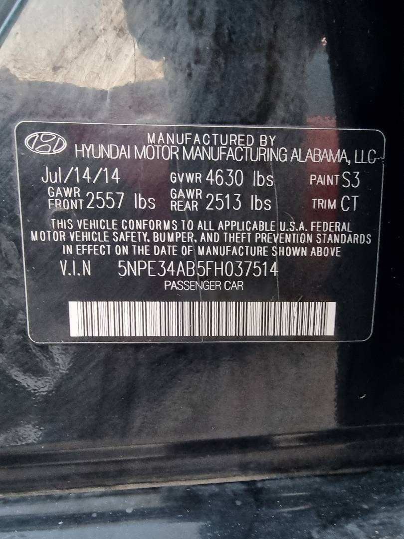 2015 HYUNDAI SONATA — 150673 Miles — Lot 215487 — Ind. 12 - Marhaba Auctions Used Cars - Image 9