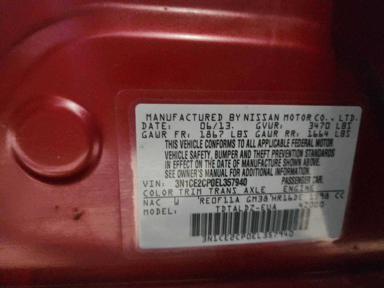 2014 NISSAN VERSA NOTE — 159855 Miles — Lot L357940 — Al Quoz - Marhaba Auctions Used Cars - Image 10