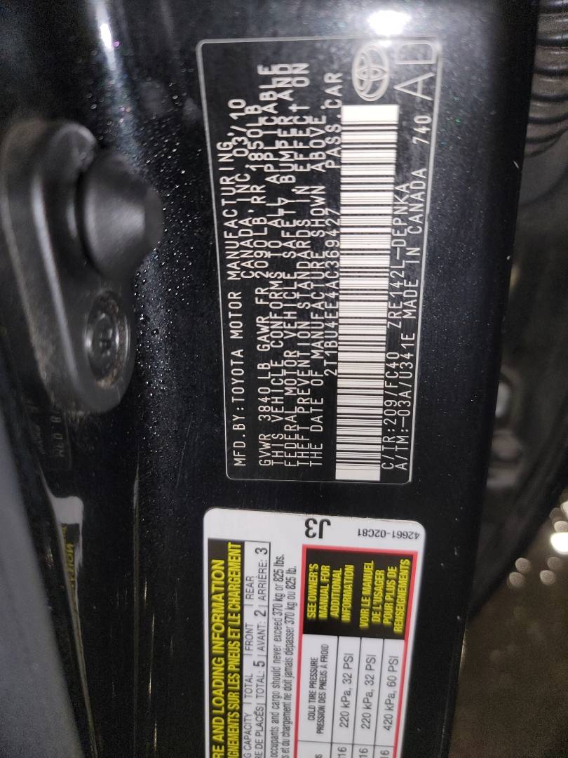 2010 TOYOTA COROLLA — 125275 Miles — Lot 68595393 - Marhaba Auctions Used Cars - Image 10