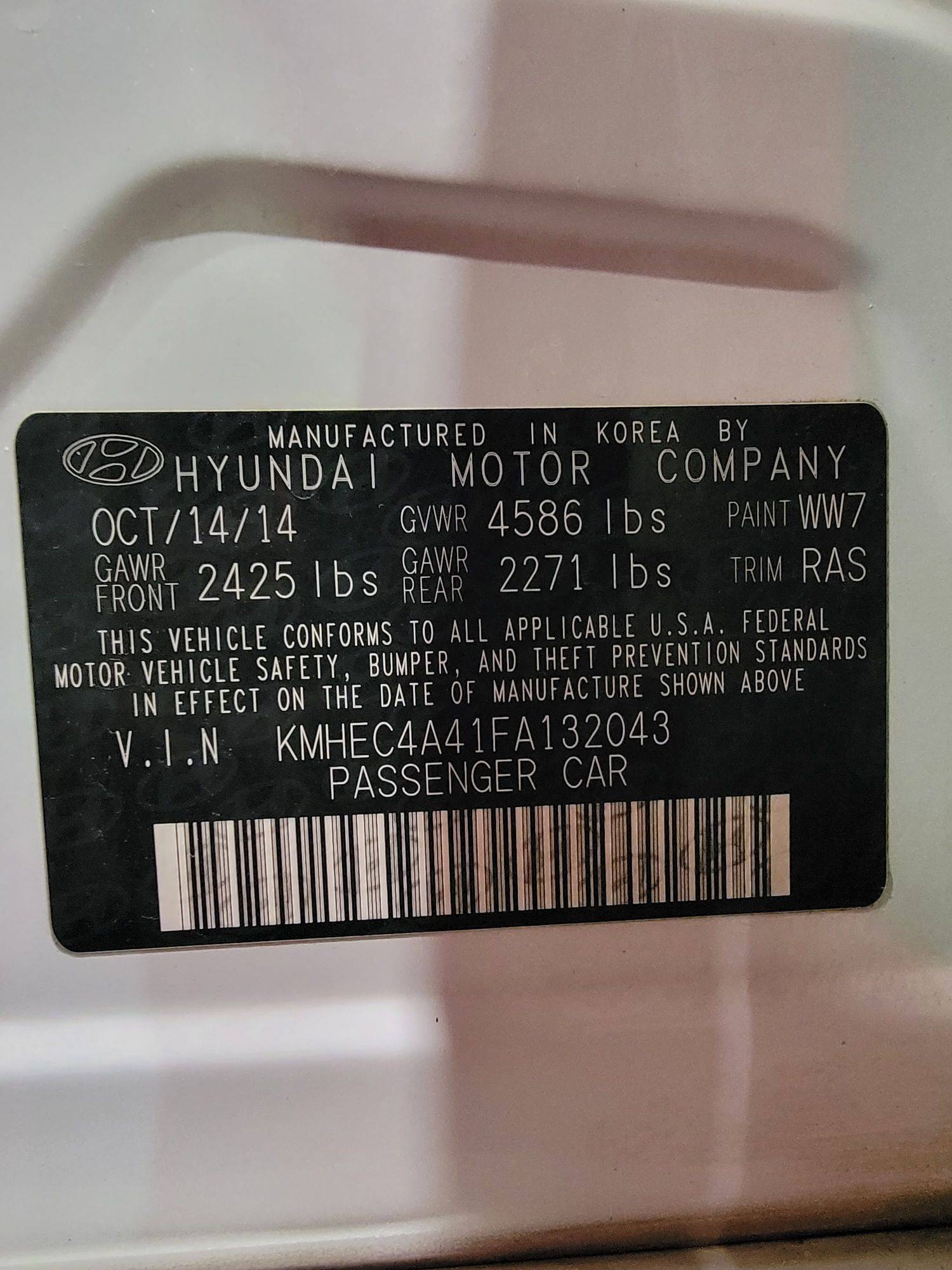 2015 HYUNDAI SONATA — 224747 Miles — Lot FA132043 — Main - Marhaba Auctions Used Cars - Image 12