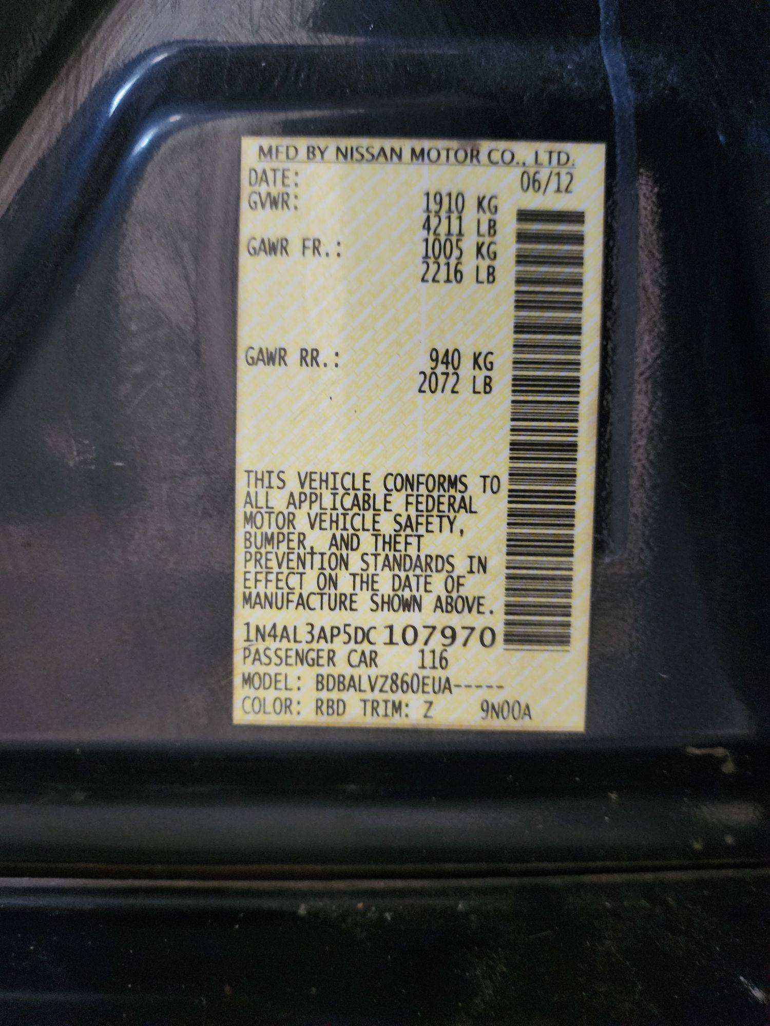 2013 NISSAN ALTIMA — 220947 Miles — Lot 59811834 — Al Quoz - Marhaba Auctions Used Cars - Image 10