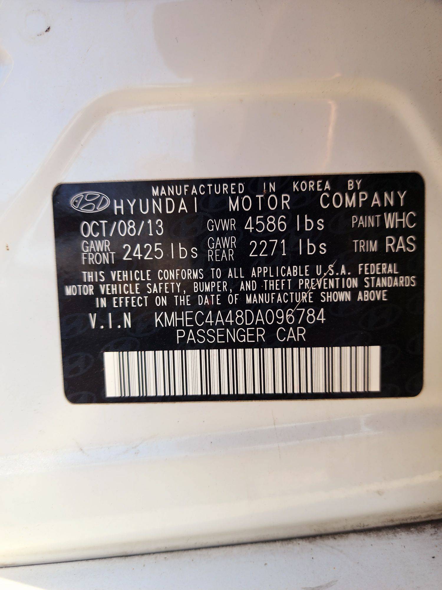 2013 HYUNDAI SONATA — `184007 Miles — Lot DA096784 — Main - Marhaba Auctions Used Cars - Image 9