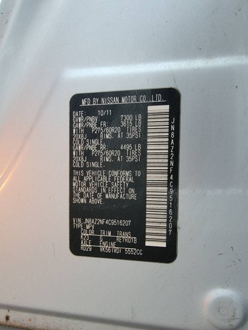 2012 INFINITI QX56 — 180895 Miles — Lot 9516207 — Main - Marhaba Auctions Used Cars - Image 11