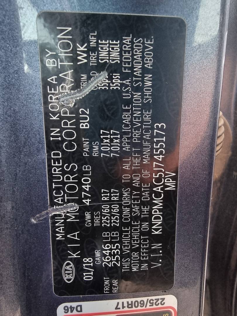 2018 KIA SPORTAGE — 112755 Miles — Lot 125487 — Ind. 12 - Marhaba Auctions Used Cars - Image 9