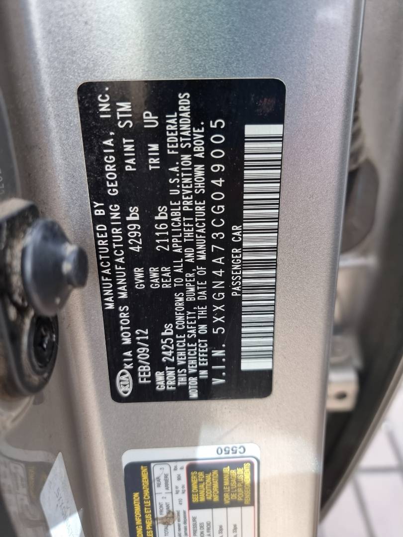2012 KIA OPTIMA — 212312 Miles — Lot 215487 — Ind. 12 - Marhaba Auctions Used Cars - Image 10