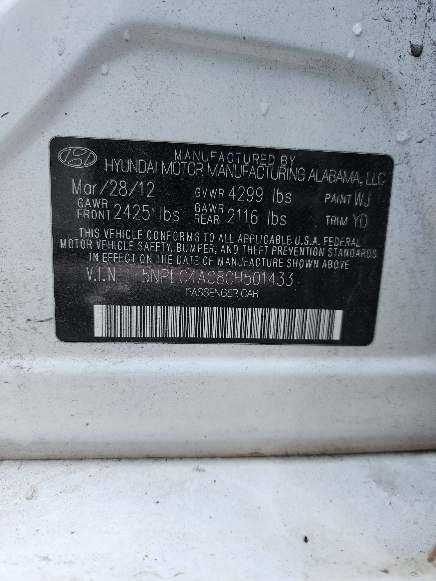 2012 HYUNDAI SONATA — 202093 Miles — Lot 37973427 - Marhaba Auctions Used Cars - Image 10