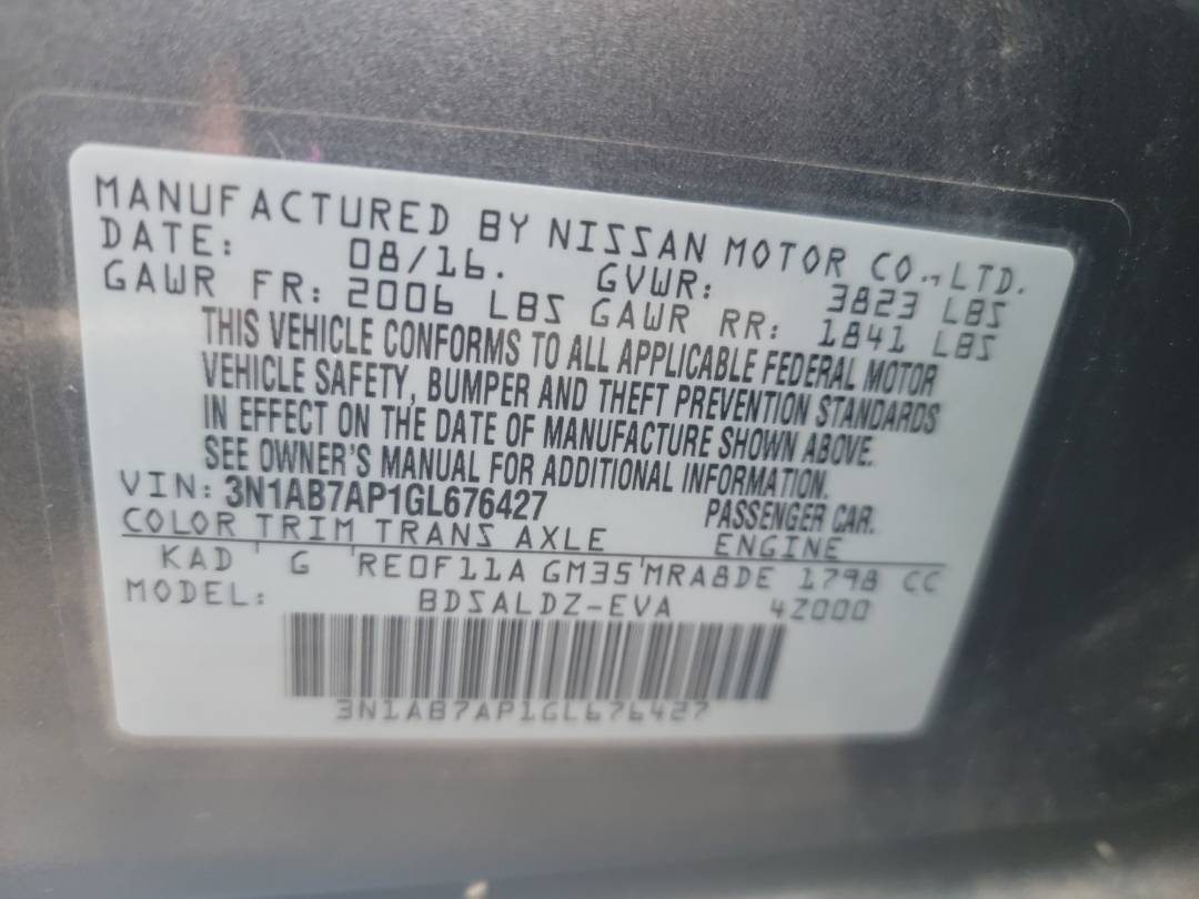 2016 NISSAN SENTRA — 37779 Miles — Lot 67949463 - Marhaba Auctions Used Cars - Image 9