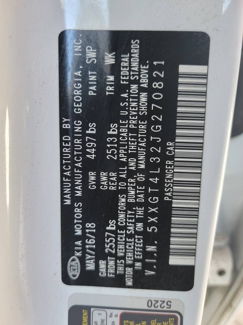 2018 KIA OPTIMA — 95540 Miles — Lot G270821 - Marhaba Auctions Used Cars - Image 10
