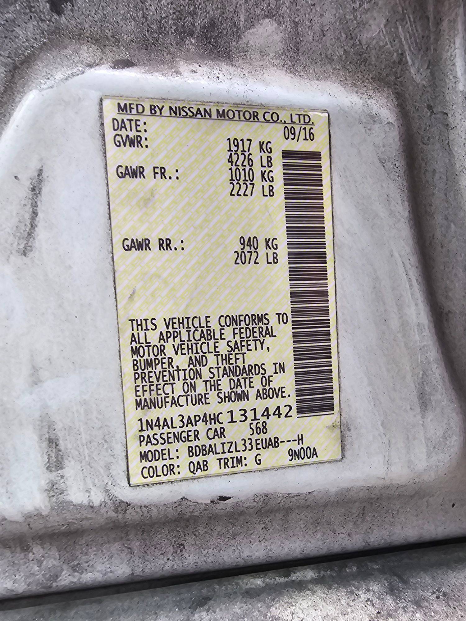 2017 NISSAN ALTIMA — 160417 Miles — Lot 43370212 — Main - Marhaba Auctions Used Cars - Image 9