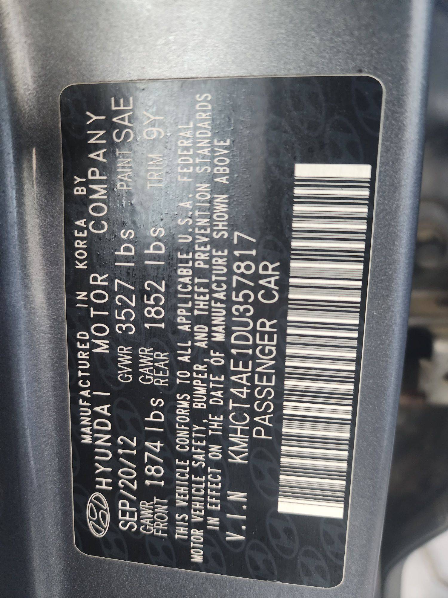 2013 HYUNDAI ACCENT — 121141 Miles — Lot 36888621 - Marhaba Auctions Used Cars - Image 3