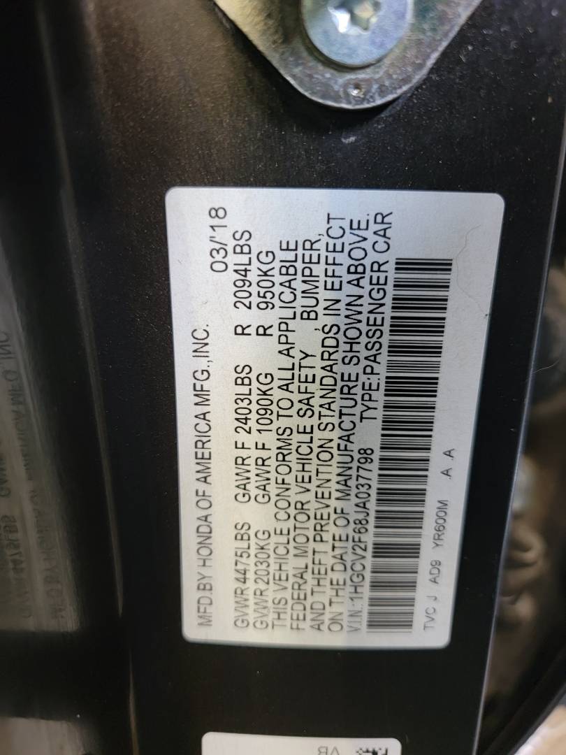 2018 HONDA ACCORD — 158314 Miles — Lot A037798 — Main - Marhaba Auctions Used Cars - Image 10