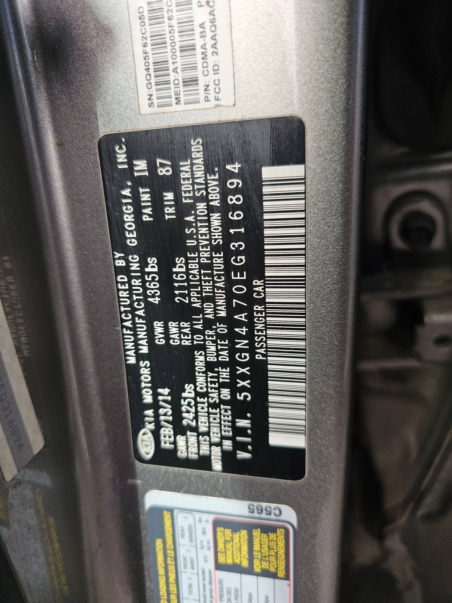 2014 KIA OPTIMA — 243819 Miles — Lot G316894 — Souq - Marhaba Auctions Used Cars - Image 11