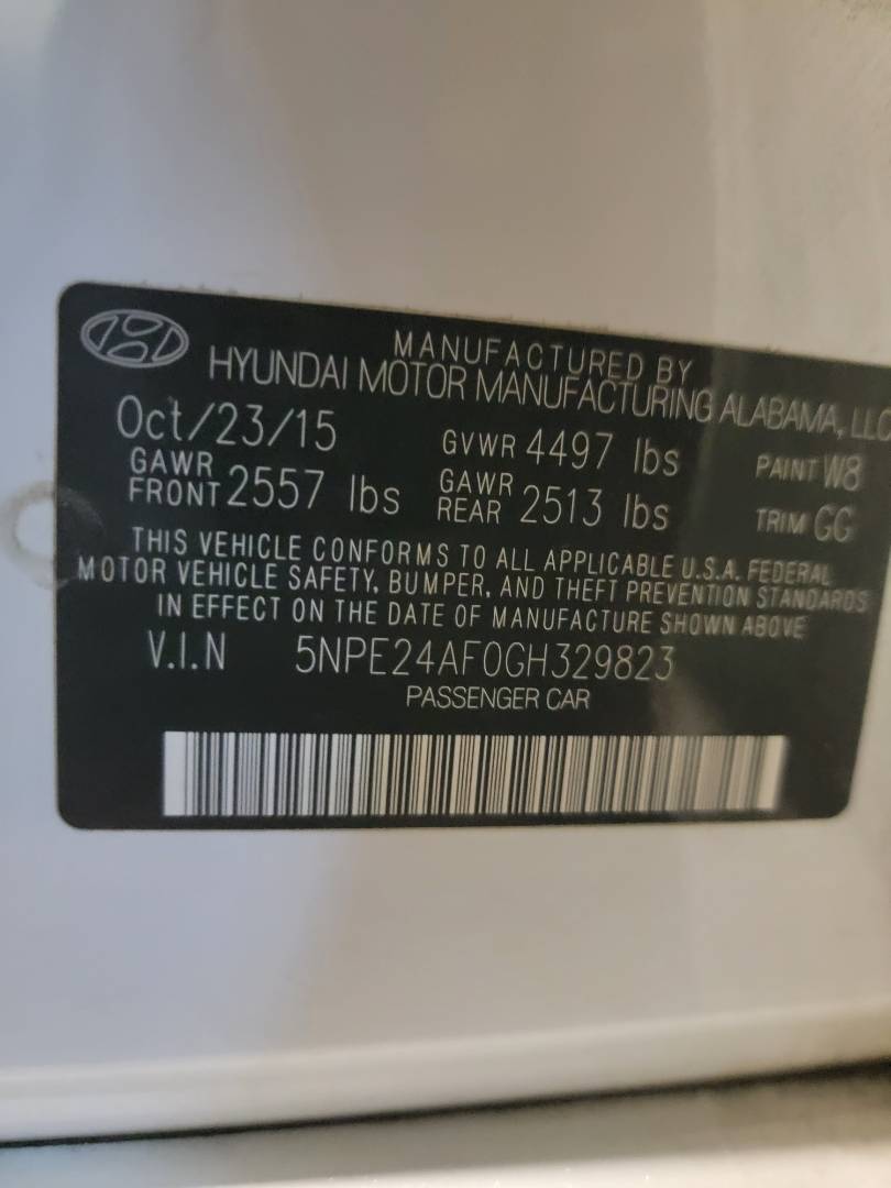 2016 HYUNDAI SONATA — 127249 Miles — Lot H329823 - Marhaba Auctions Used Cars - Image 9