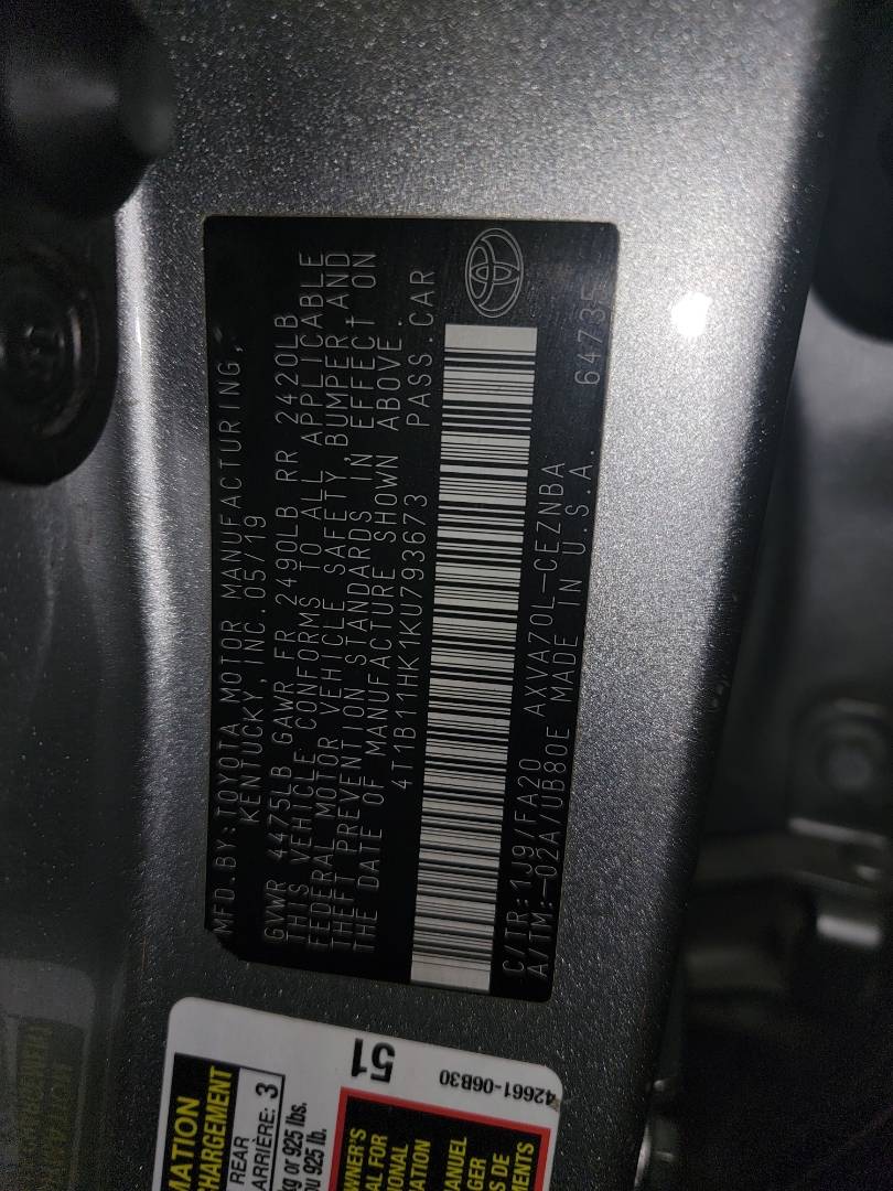 2019 TOYOTA CAMRY — 119127 Miles — Lot 51561212 - Marhaba Auctions Used Cars - Image 9