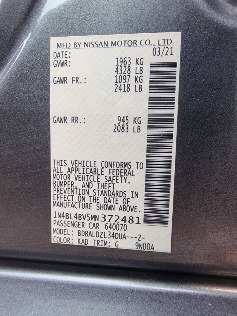 2021 NISSAN ALTIMA — 67305 Miles — Lot N372481 — Ind. 12 - Marhaba Auctions Used Cars - Image 9