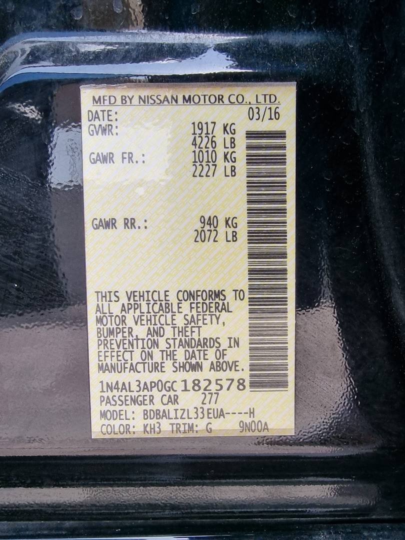 2016 NISSAN ALTIMA — 86800 Miles — Lot 65487 — Ind. 12 - Marhaba Auctions Used Cars - Image 9
