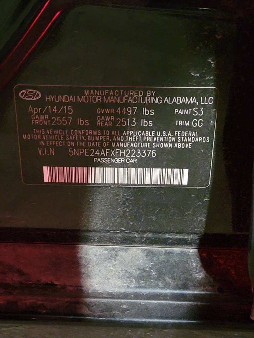 2015 HYUNDAI SONATA — 119319 Miles — Lot FH223376 — Main - Marhaba Auctions Used Cars - Image 10