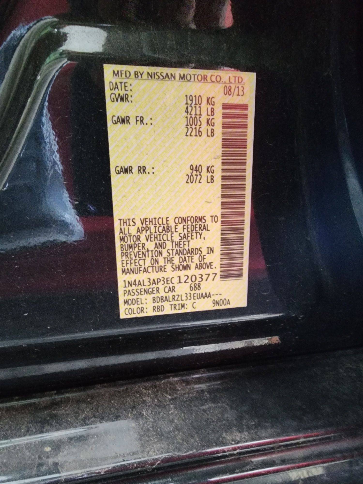 2014 NISSAN ALTIMA — 177760 Miles — Lot 20377 — Main - Marhaba Auctions Used Cars - Image 9