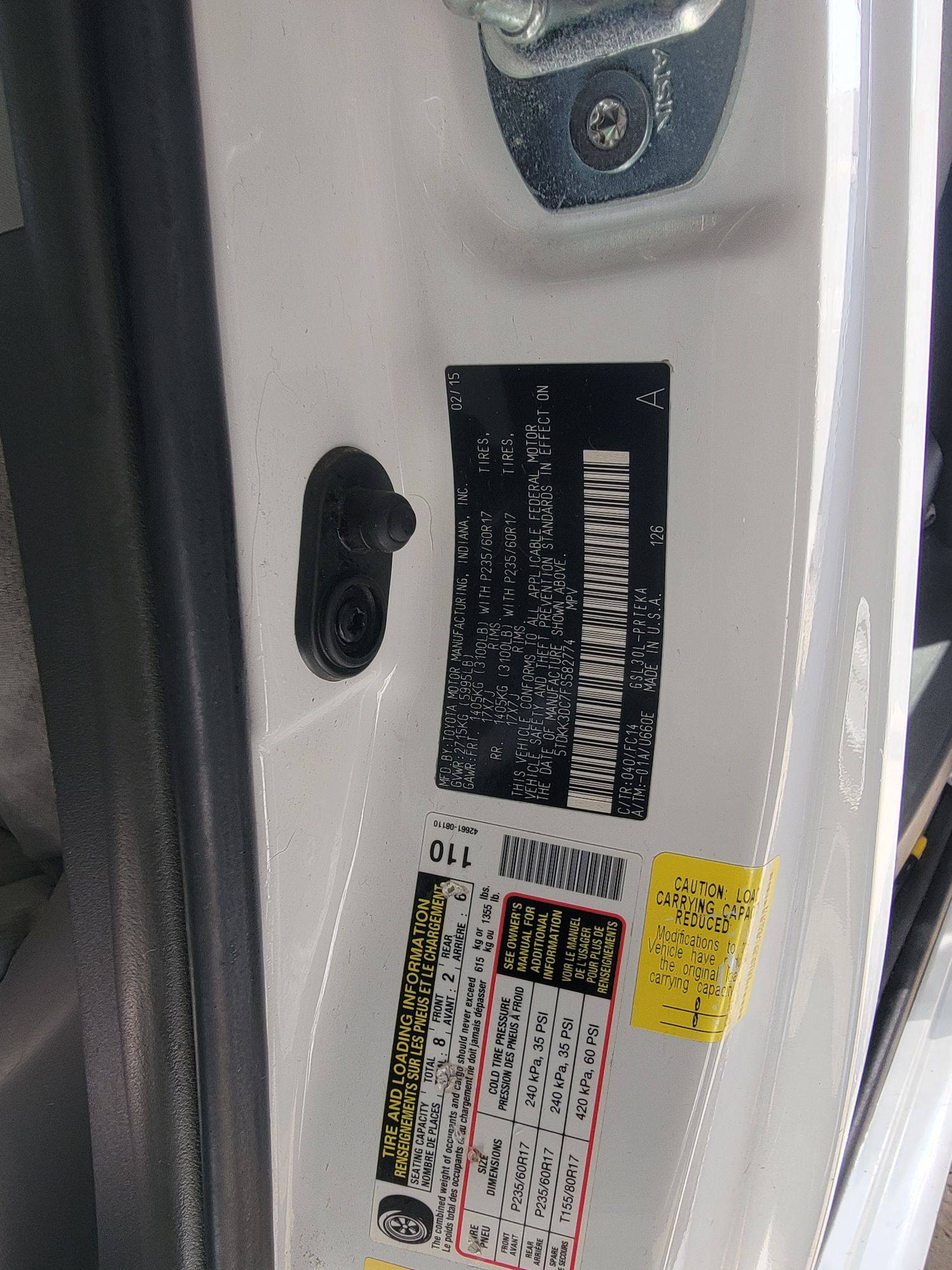 2015 TOYOTA SIENNA — 190816 Miles — Lot S582774 — Main - Marhaba Auctions Used Cars - Image 10