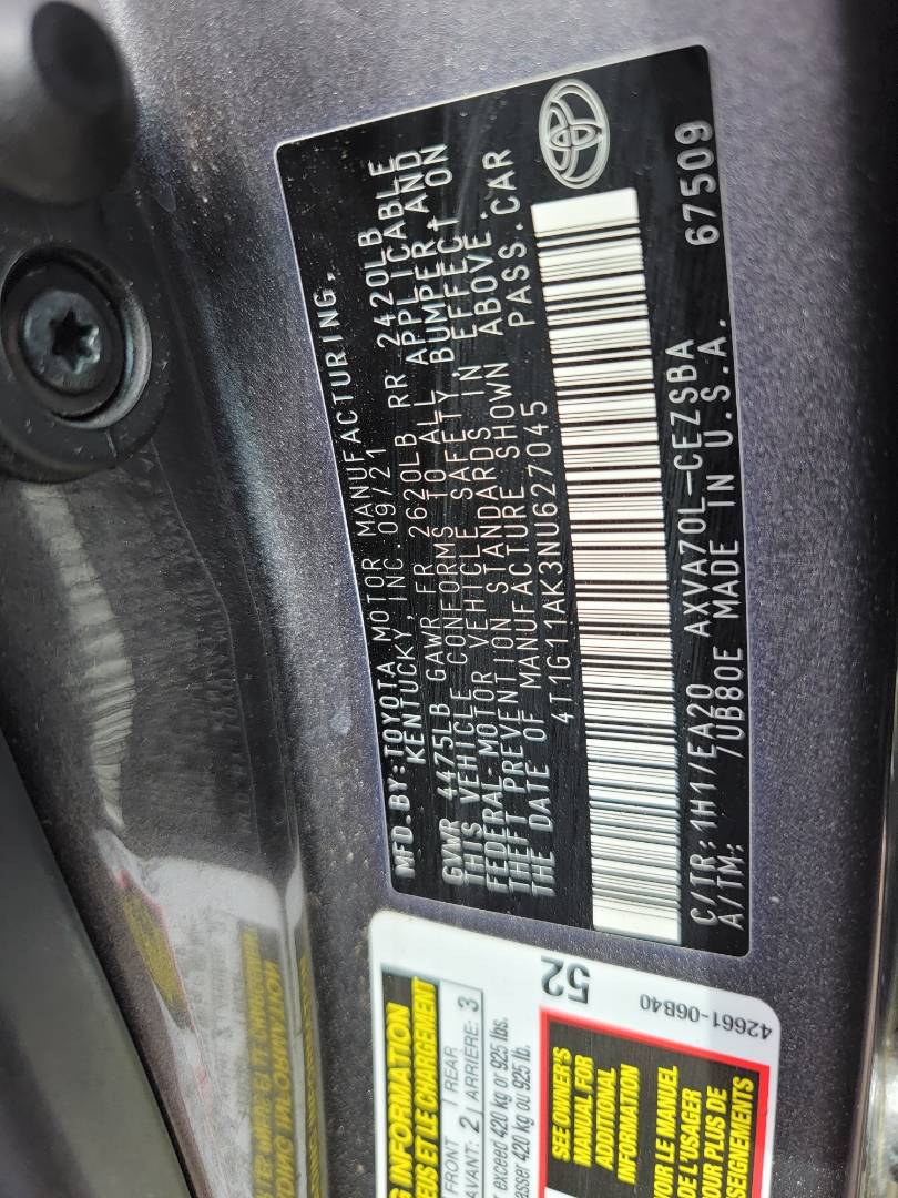 2022 TOYOTA CAMRY — 146263 KM — Lot NU627045 — Main - Marhaba Auctions Used Cars - Image 9