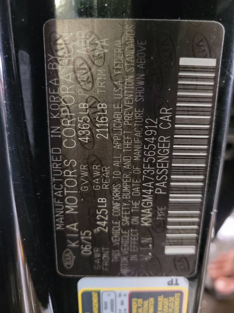 2015 KIA OPTIMA — 157629 Miles — Lot 56410084 — Main - Marhaba Auctions Used Cars - Image 10