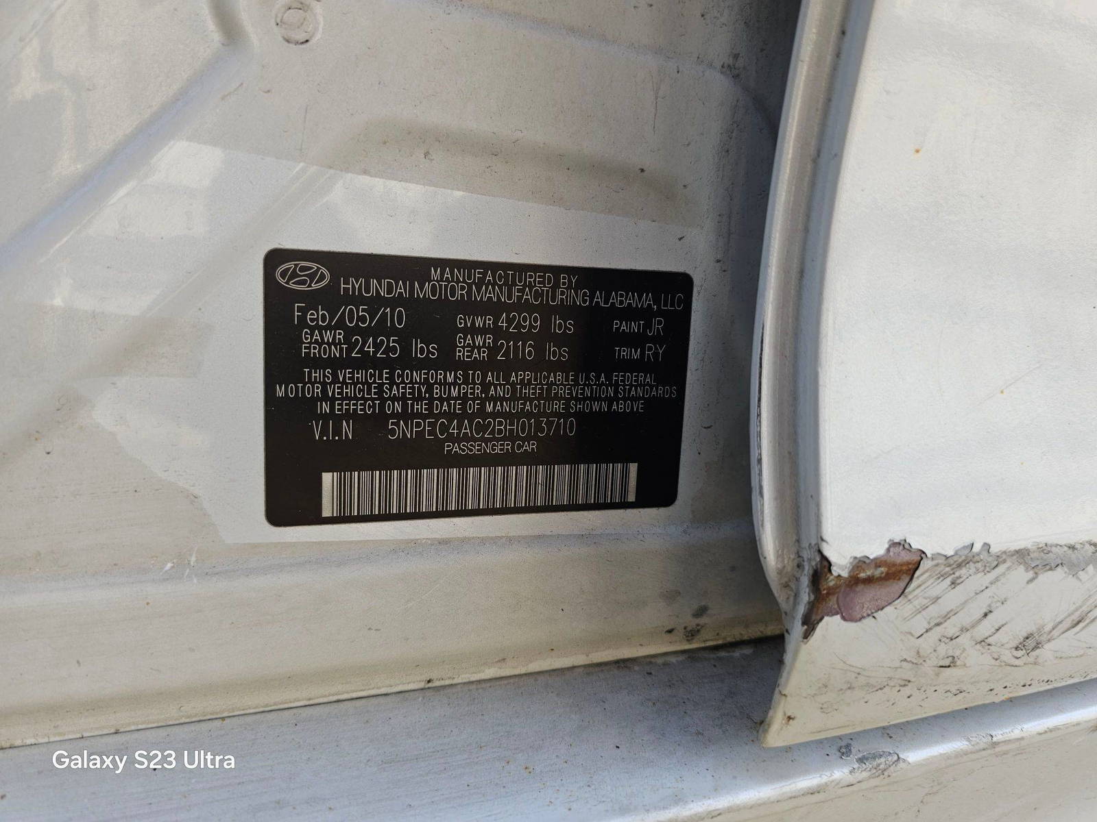 2011 HYUNDAI SONATA — 149873 Miles — Lot BH013710 — Main - Marhaba Auctions Used Cars - Image 11