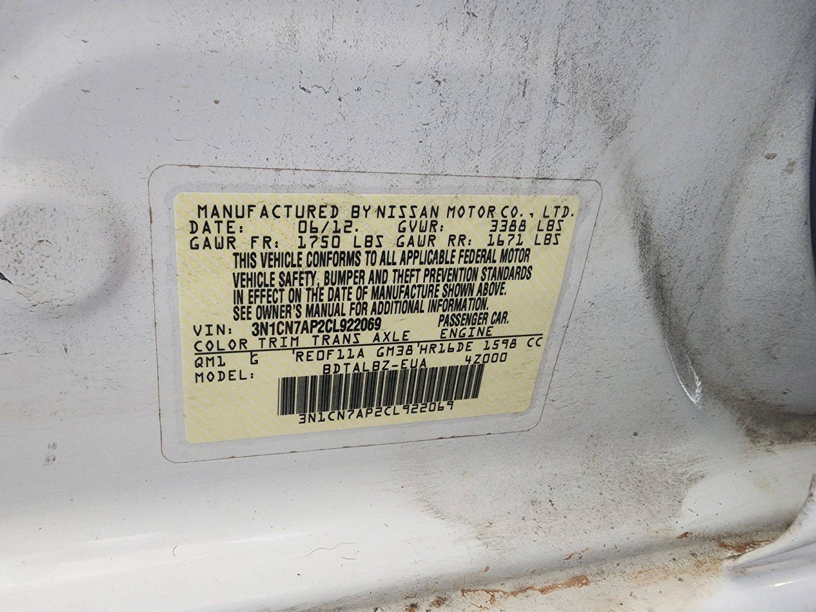 2012 NISSAN VERSA — 154775 Miles — Lot 38379950 — Souq - Marhaba Auctions Used Cars - Image 9