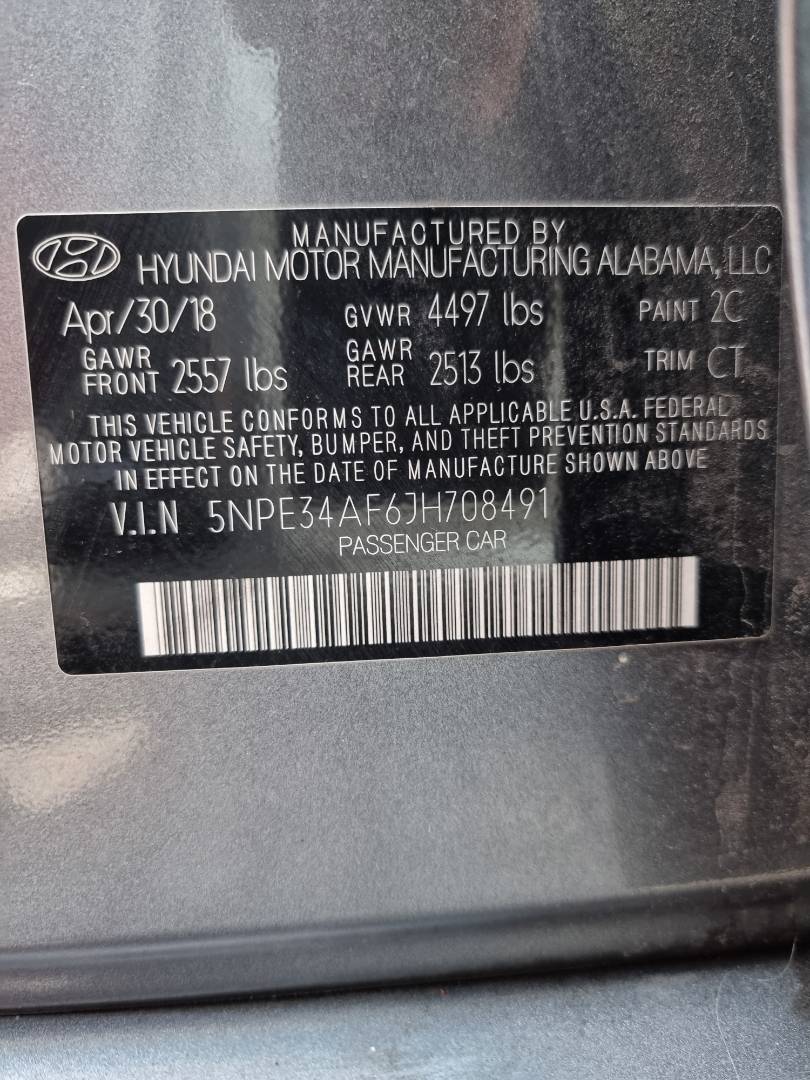 2018 HYUNDAI SONATA SPORT — 162069 Miles — Lot 708491 — Ind. 12 - Marhaba Auctions Used Cars - Image 9