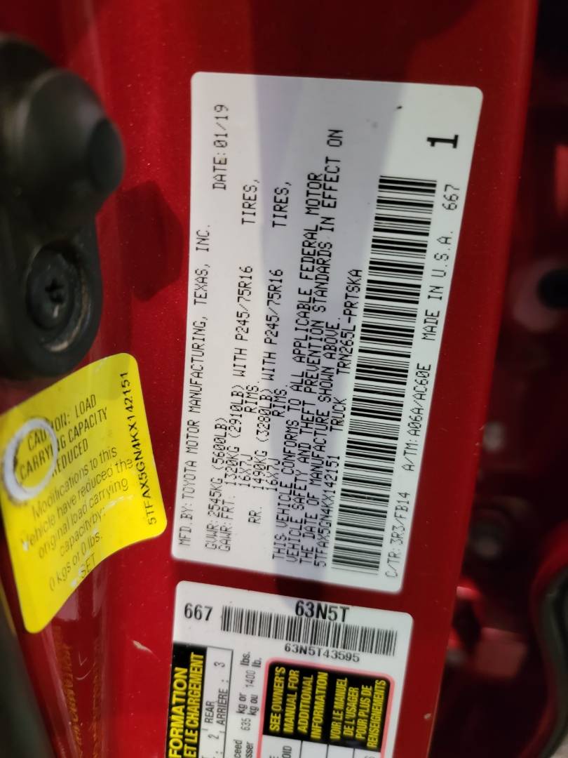 2019 TOYOTA TACOMA — 224406 Miles — Lot X142151 — Main - Marhaba Auctions Used Cars - Image 10