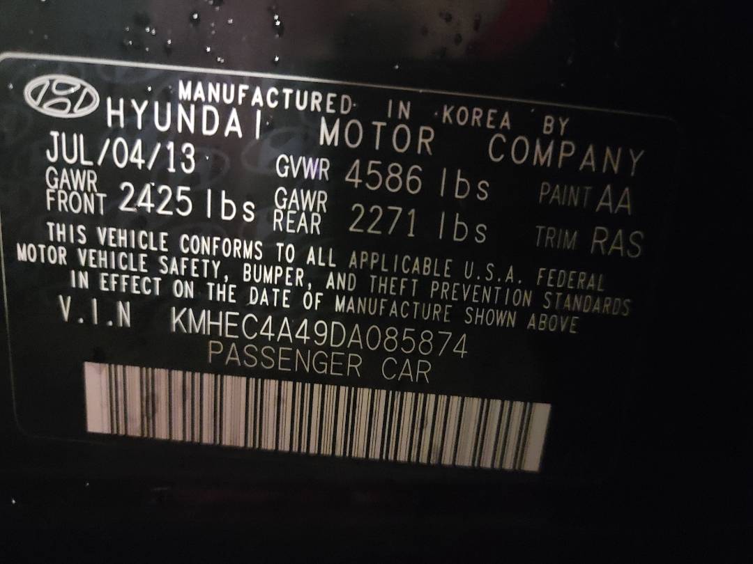 2013 HYUNDAI SONATA — 162527 Miles — Lot 085874 - Marhaba Auctions Used Cars - Image 9