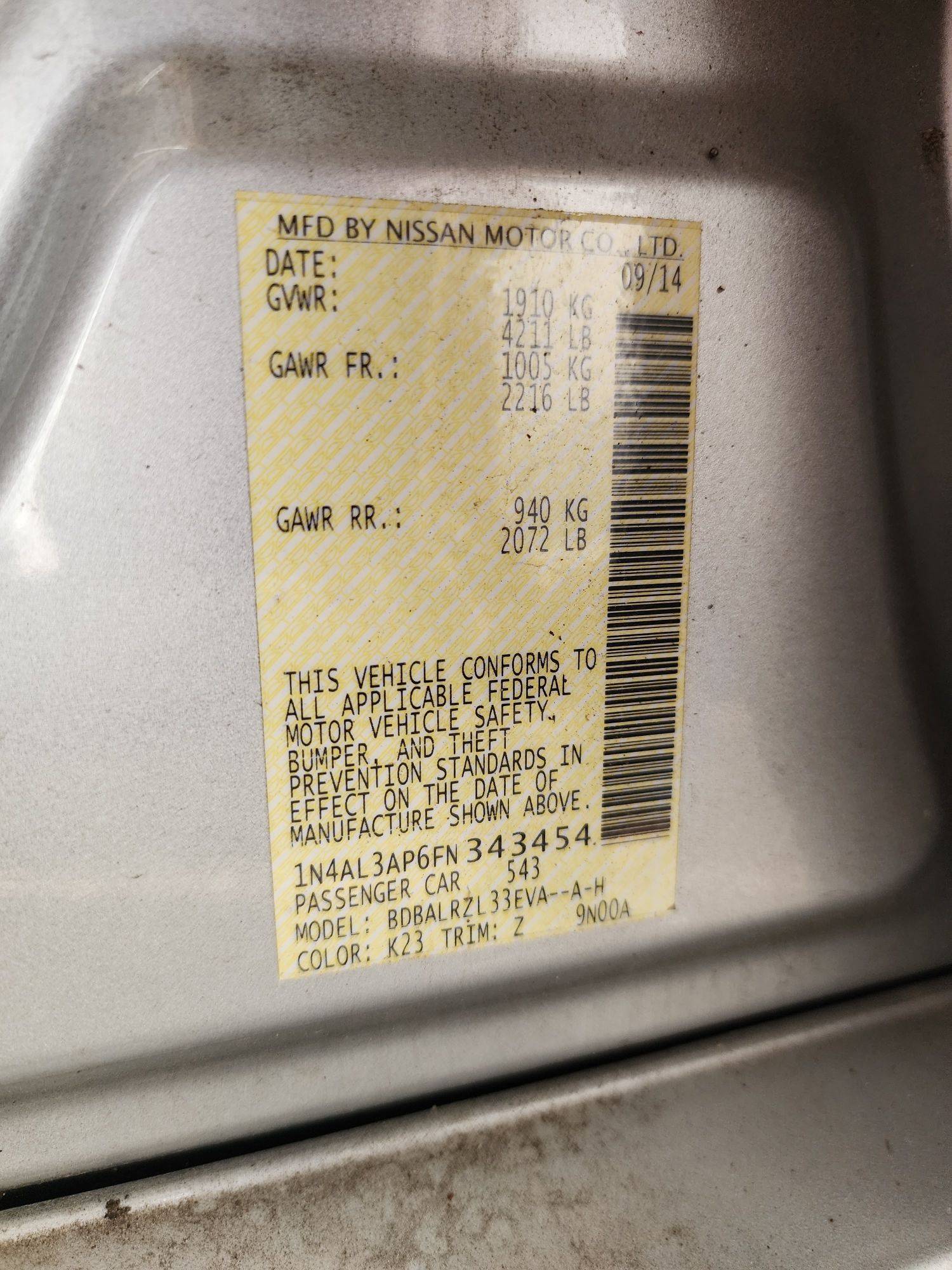 2015 NISSAN ALTIMA — 220529 Miles — Lot 48402514 — Souq - Marhaba Auctions Used Cars - Image 8