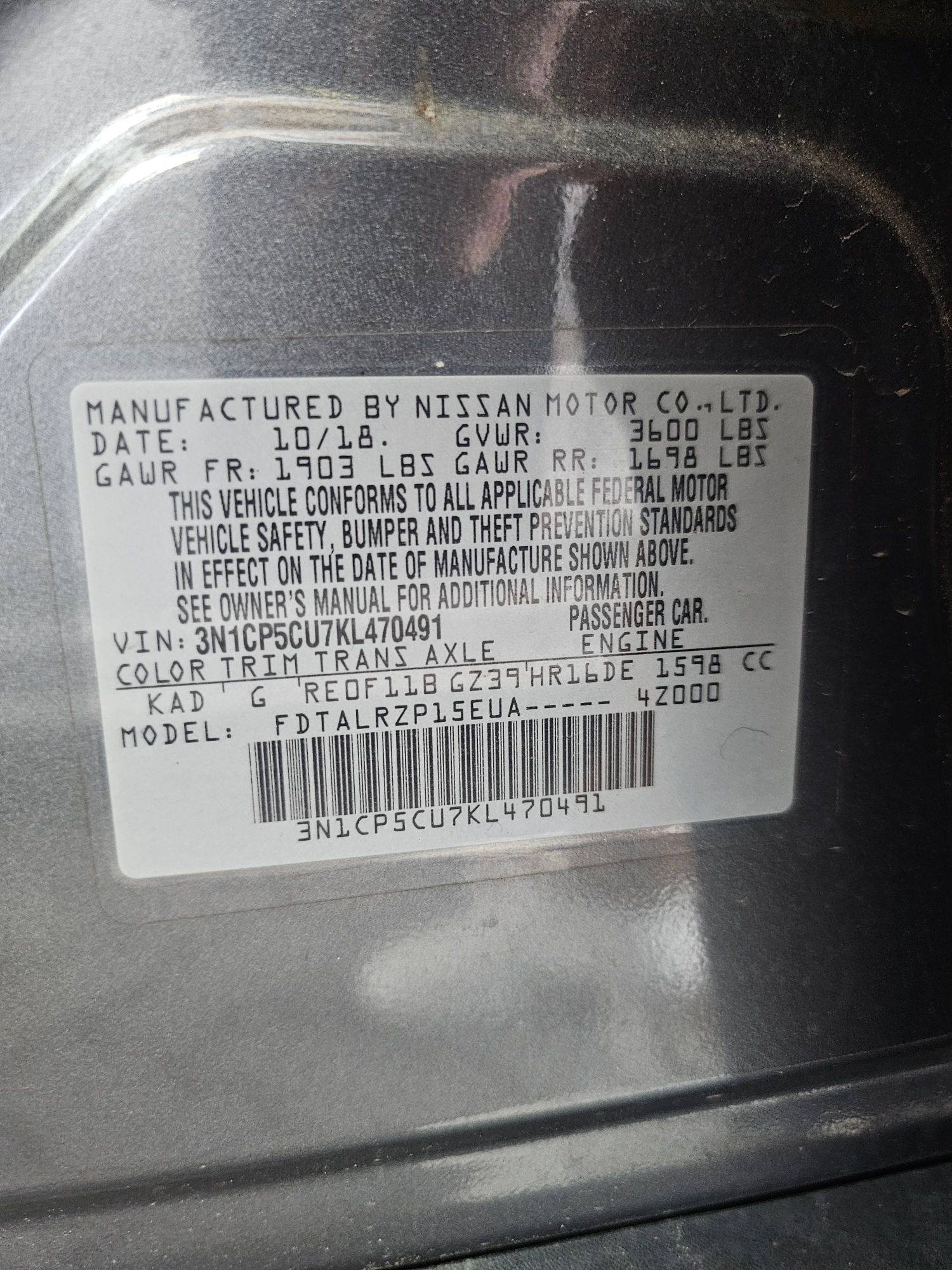 2019 NISSAN KICKS — 185875 Miles — Lot L470491 — Souq - Marhaba Auctions Used Cars - Image 9