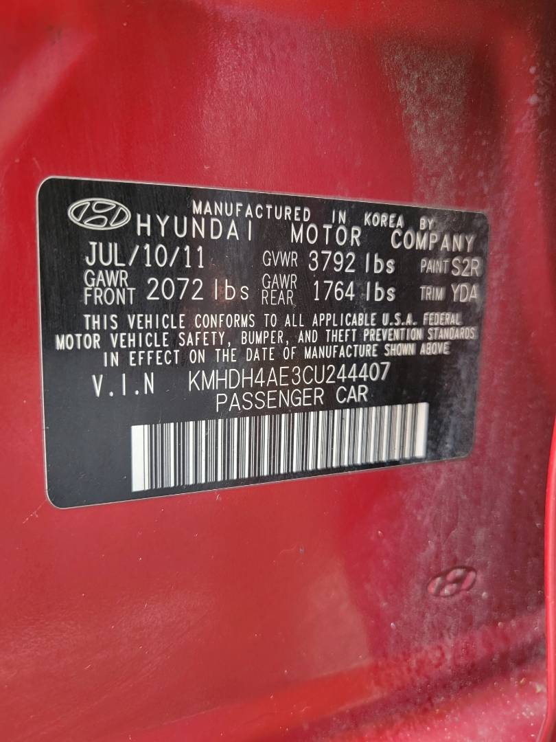 2012 HYUNDAI ELANTRA — 165728 Miles — Lot CU244407 - Marhaba Auctions Used Cars - Image 11