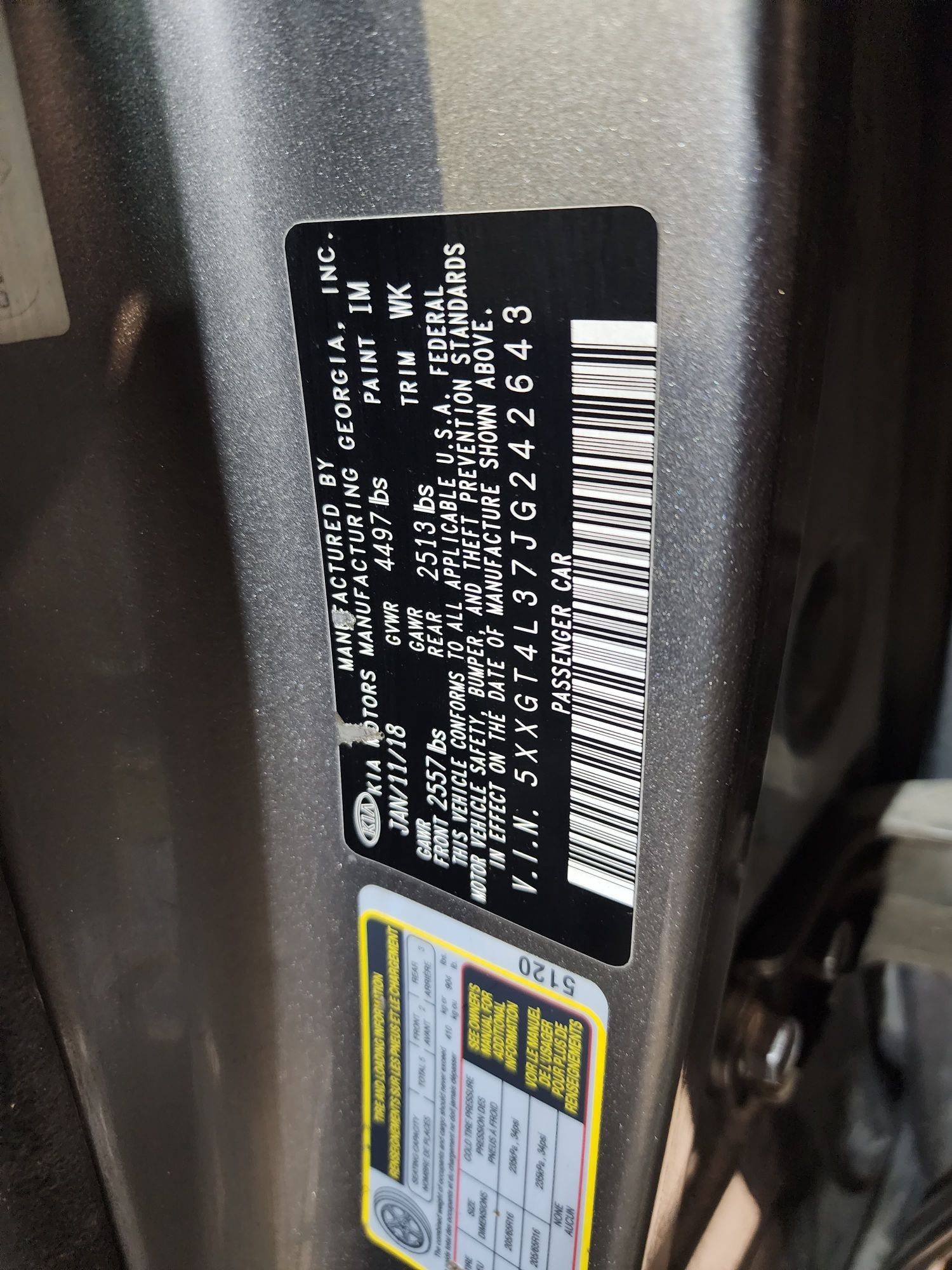2018 KIA OPTIMA — 111366 Miles — Lot JG242643 — Al Quoz - Marhaba Auctions Used Cars - Image 10