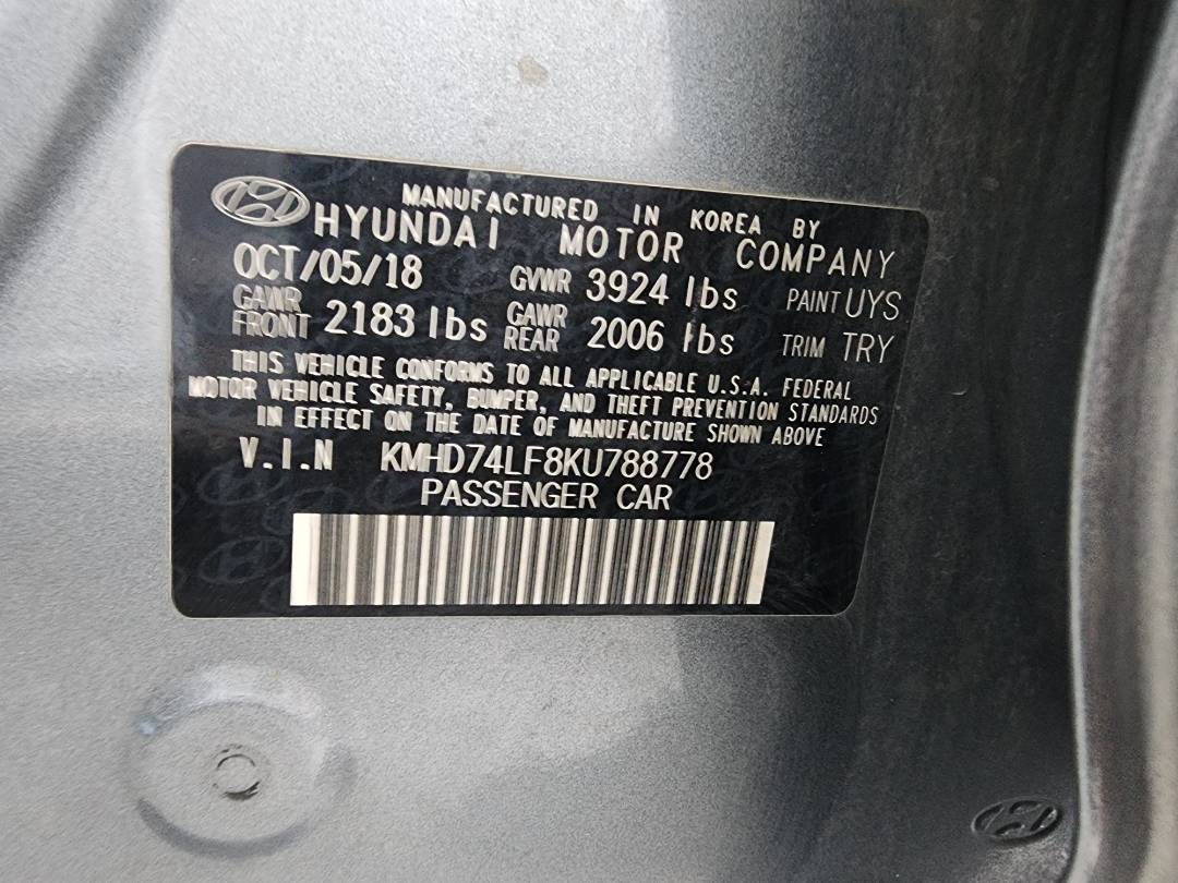 2019 HYUNDAI ELANTRA — 103003 Miles — Lot 79537123 - Marhaba Auctions Used Cars - Image 3