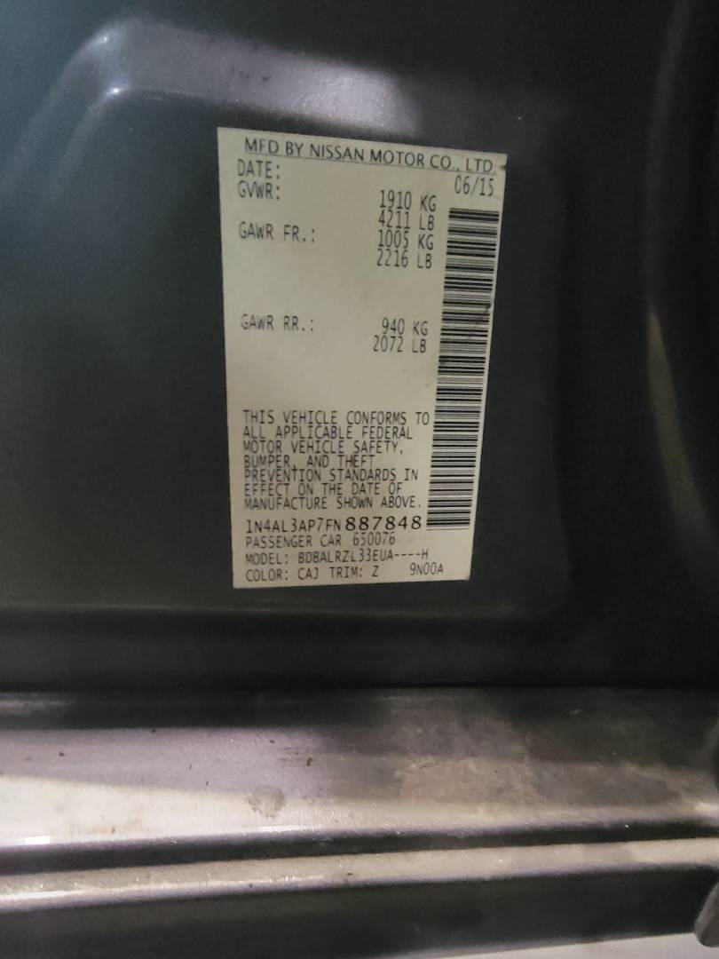 2015 NISSAN ALTIMA — 230195 Miles — Lot FN887848 — Main - Marhaba Auctions Used Cars - Image 9
