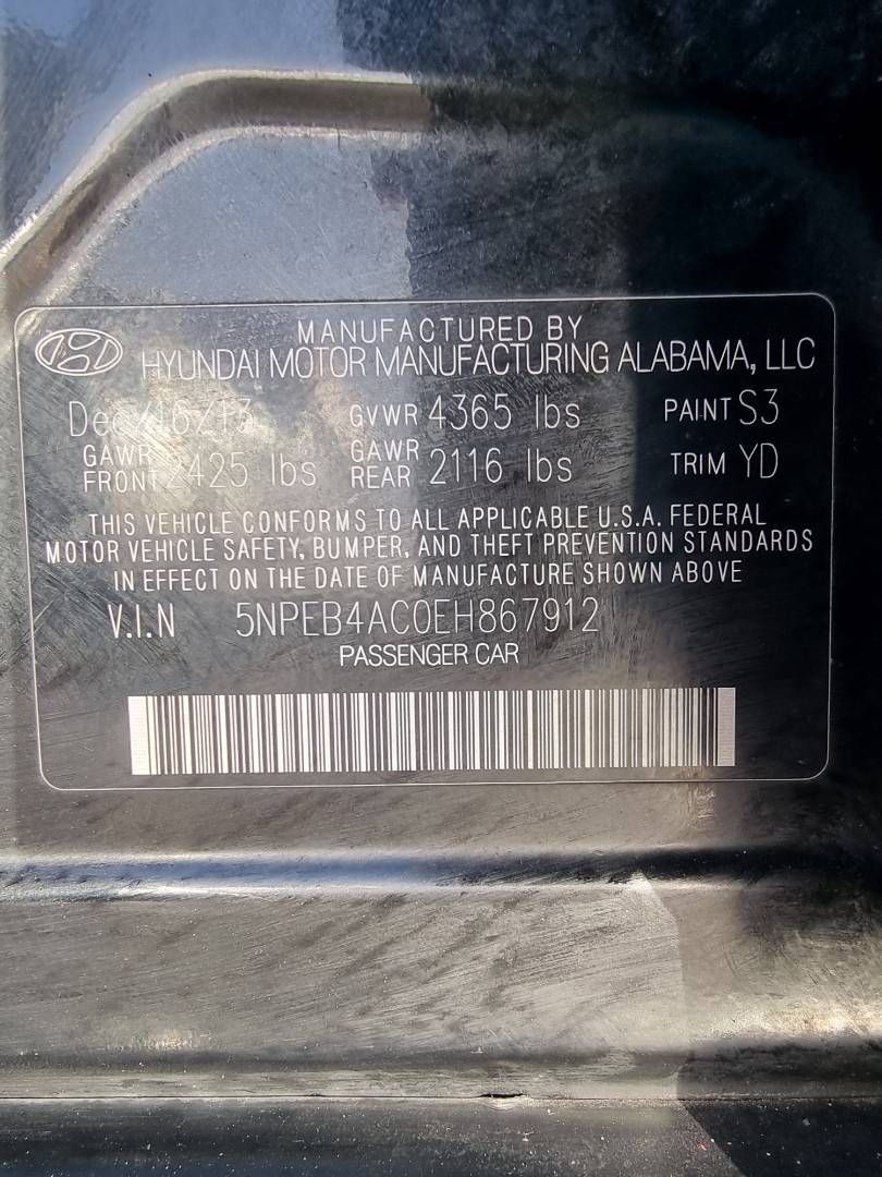 2014 HYUNDAI SONATA — 120578 Miles — Lot 125487 — Ind. 12 - Marhaba Auctions Used Cars - Image 9