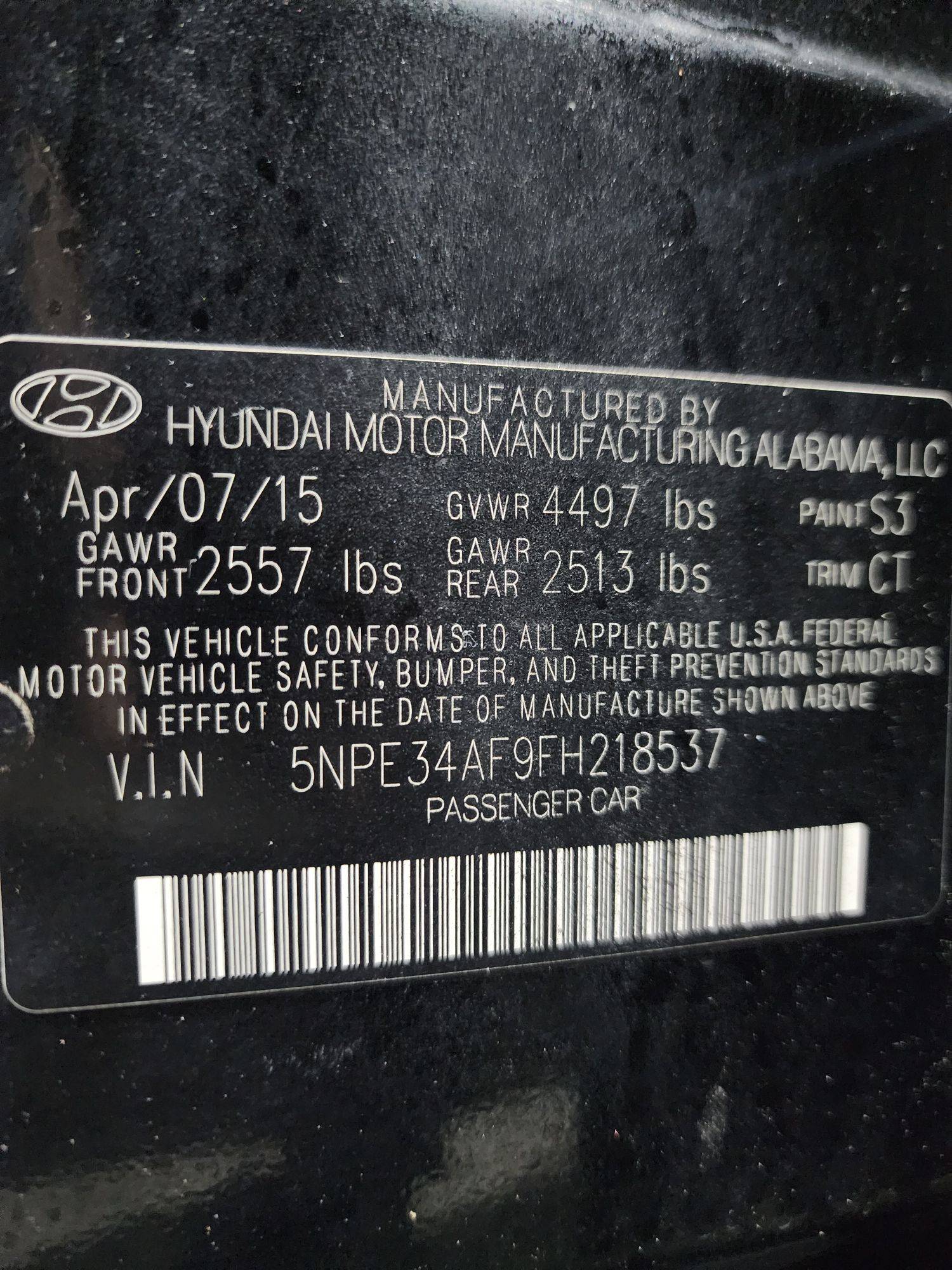 2015 HYUNDAI SONATA — 85273 Miles — Lot 41062261 — Main - Marhaba Auctions Used Cars - Image 10
