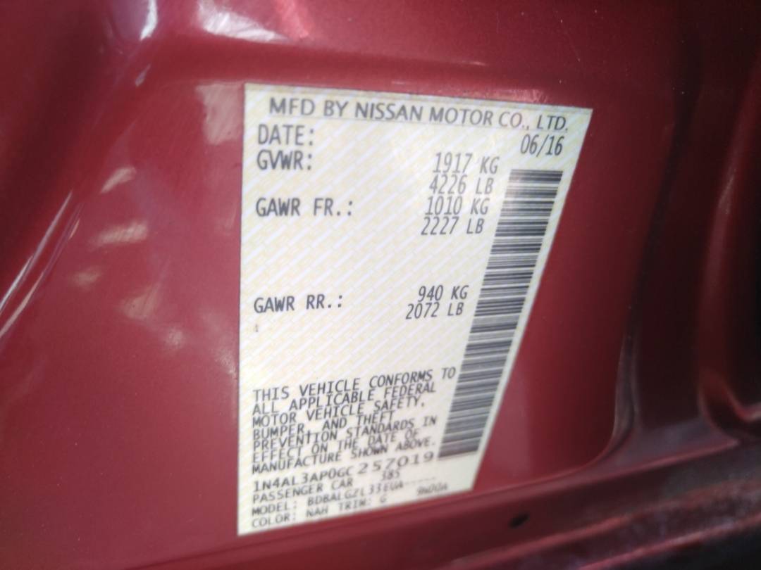 2016 NISSAN ALTIMA — 150379 Miles — Lot 121212120 - Marhaba Auctions Used Cars - Image 8