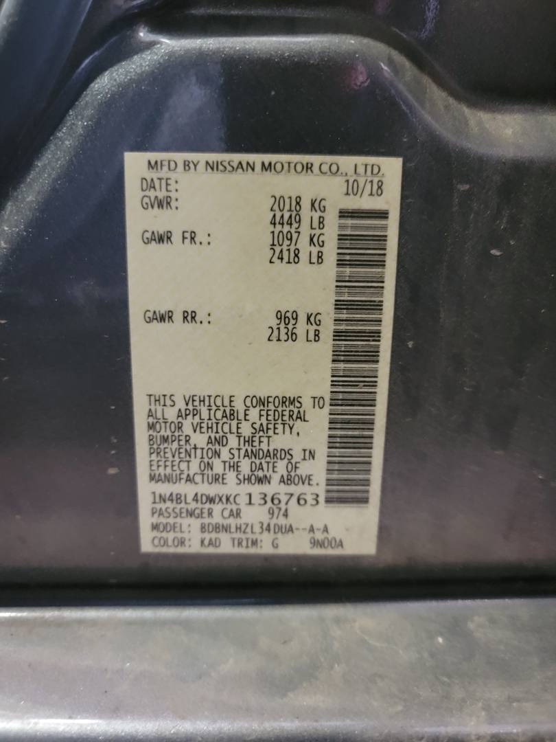 2019 NISSAN ALTIMA — 168775 Miles — Lot C136763 — Main - Marhaba Auctions Used Cars - Image 11