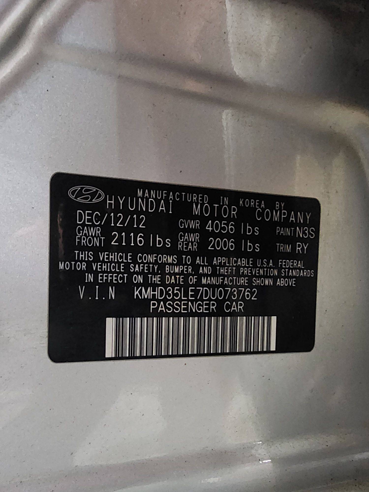 2013 HYUNDAI ELANTRA GT — Lot 073762 — Al Quoz - Marhaba Auctions Used Cars - Image 11