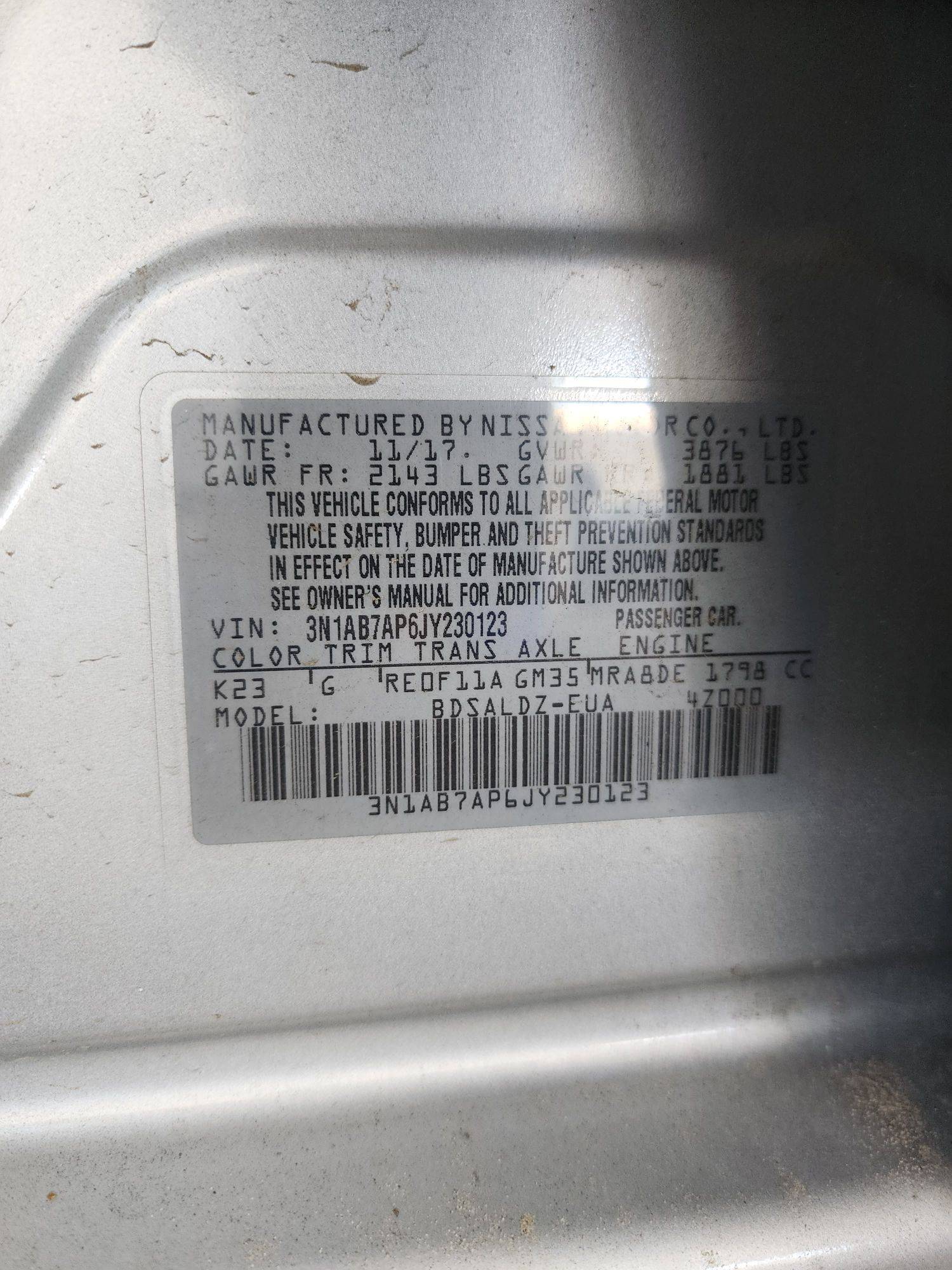 2018 NISSAN SENTRA — 154183 Miles — Lot 49823724 — Souq - Marhaba Auctions Used Cars - Image 9