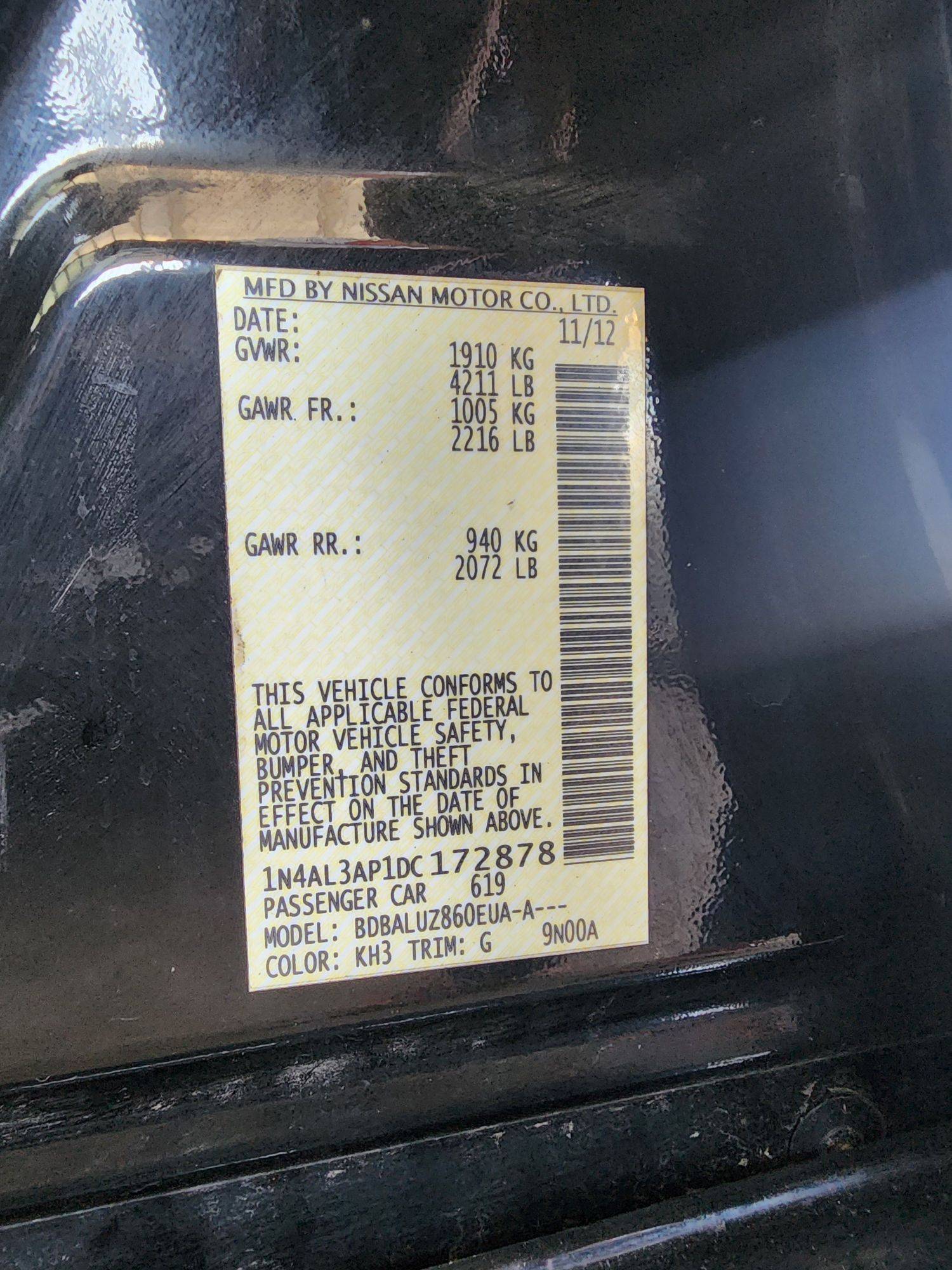 2013 NISSAN ALTIMA — 184061 Miles — Lot 42060214 — Souq - Marhaba Auctions Used Cars - Image 10