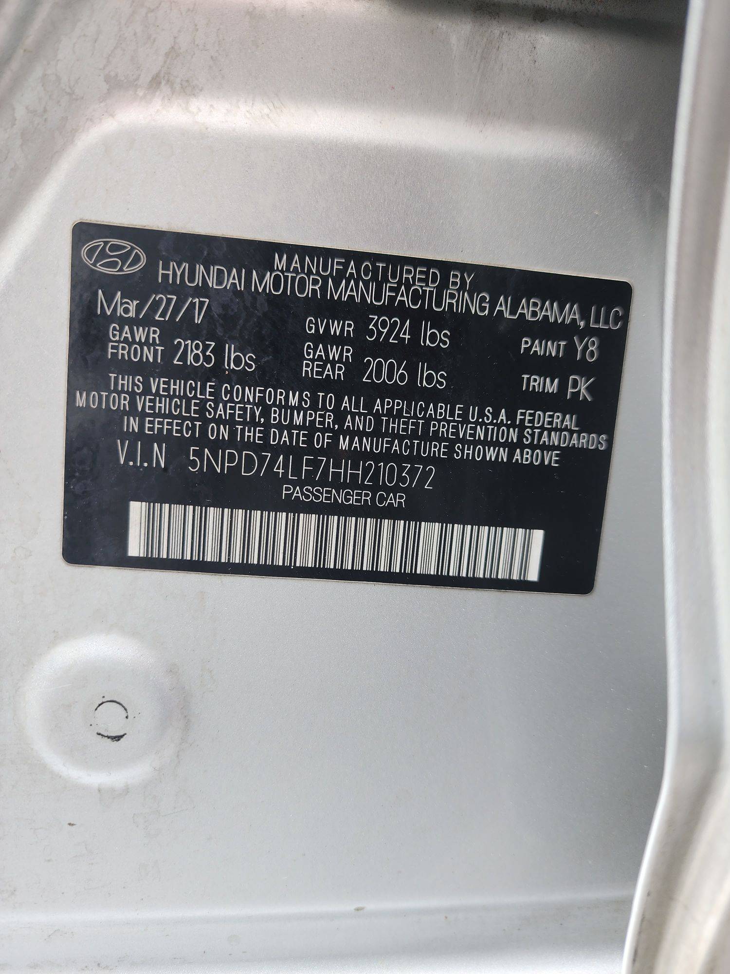 HYUNDAI ELANTRA 2017 - Marhaba Auction Used Cars - Image 10