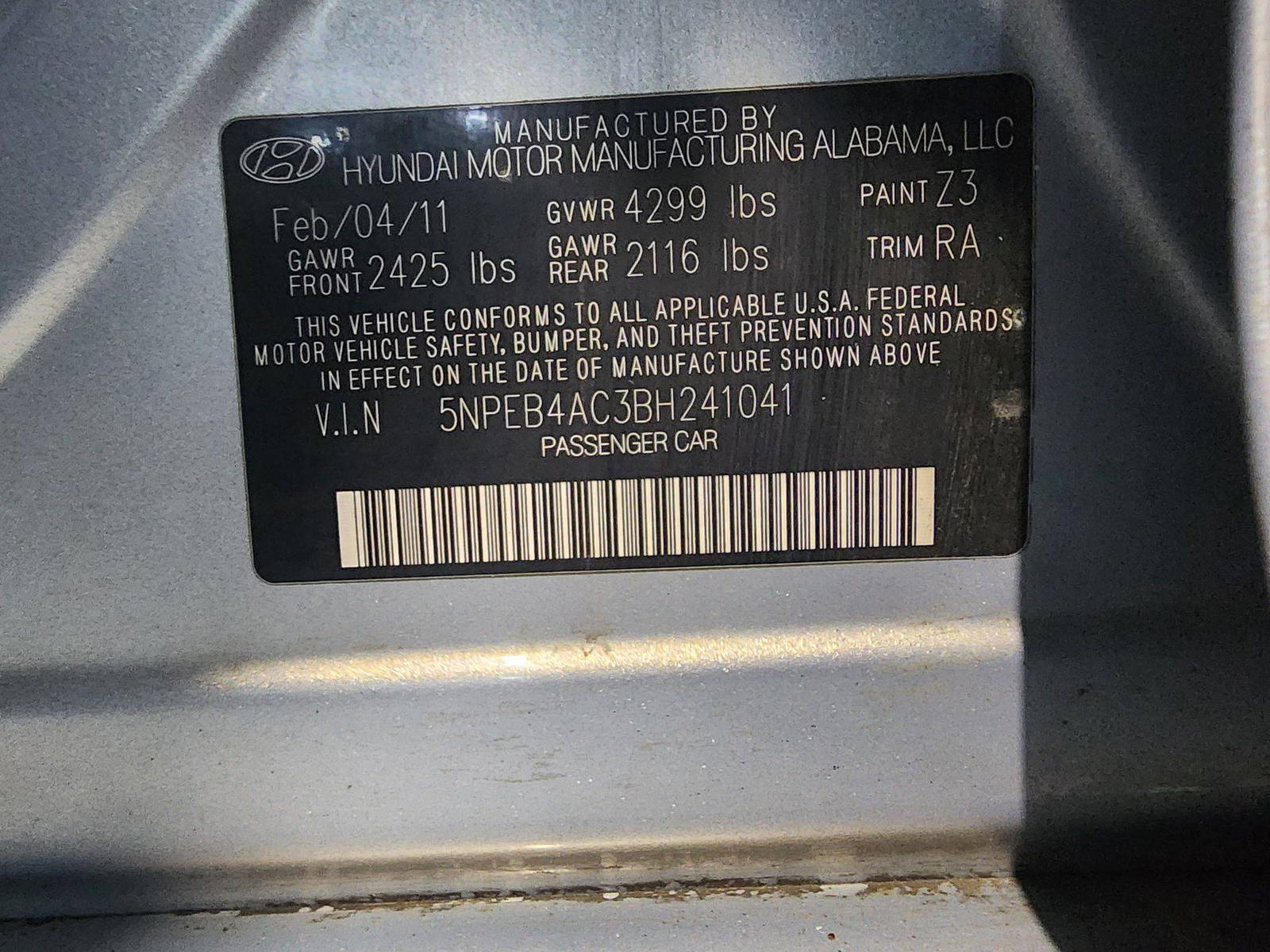 2011 HYUNDAI SONATA — 215800 Miles — Lot 241041 — Al Quoz - Marhaba Auctions Used Cars - Image 10