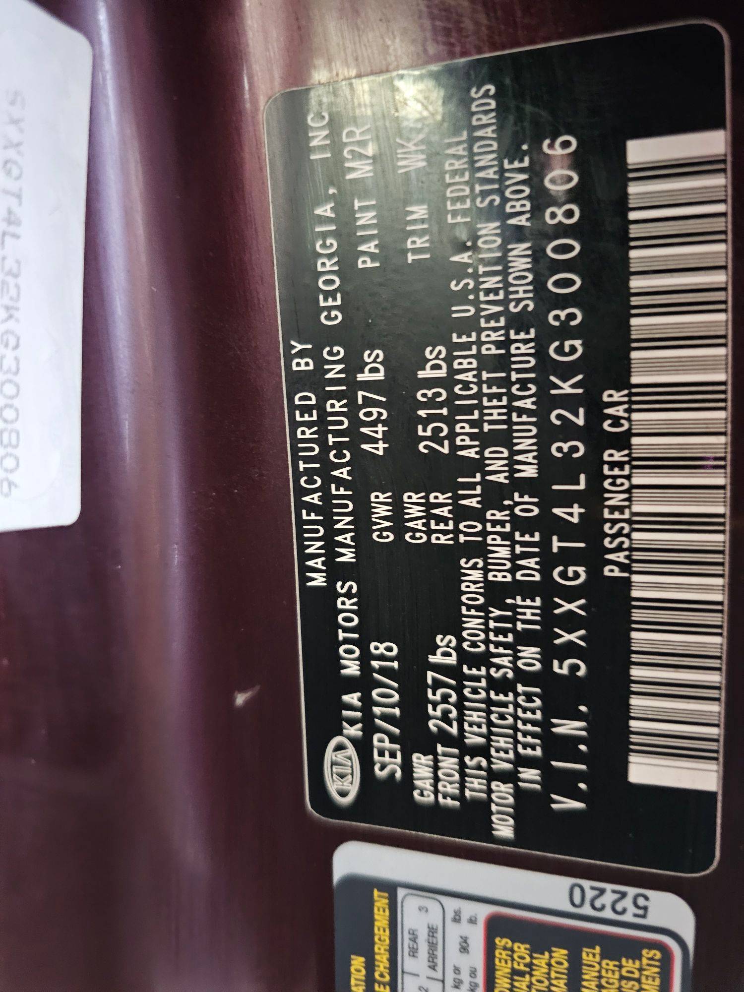 KIA OPTIMA 2019 - Marhaba Auction Used Cars - Image 10